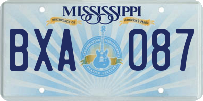 MS license plate BXA087