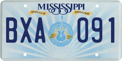 MS license plate BXA091