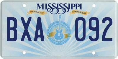 MS license plate BXA092