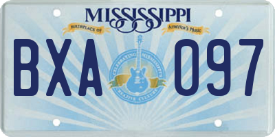 MS license plate BXA097