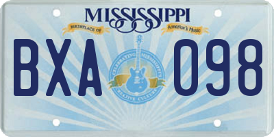 MS license plate BXA098