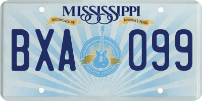 MS license plate BXA099