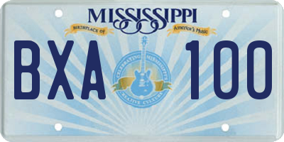 MS license plate BXA100