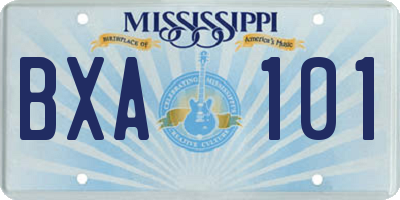 MS license plate BXA101