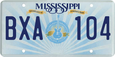 MS license plate BXA104