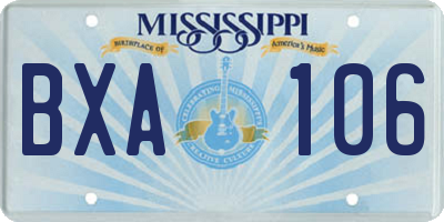 MS license plate BXA106