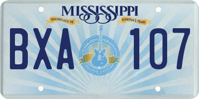MS license plate BXA107