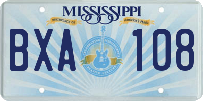 MS license plate BXA108