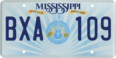 MS license plate BXA109