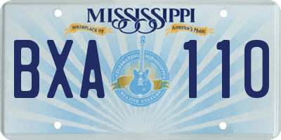 MS license plate BXA110