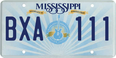 MS license plate BXA111