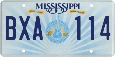 MS license plate BXA114