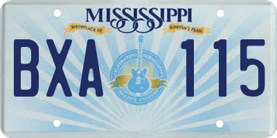 MS license plate BXA115