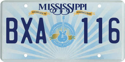 MS license plate BXA116
