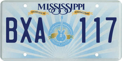 MS license plate BXA117
