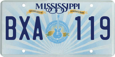 MS license plate BXA119