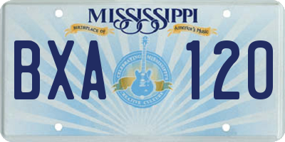 MS license plate BXA120