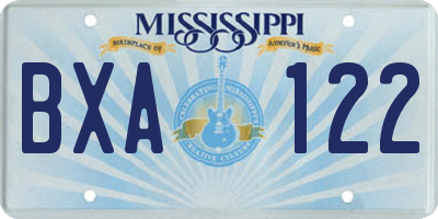 MS license plate BXA122