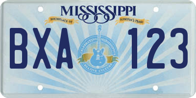 MS license plate BXA123