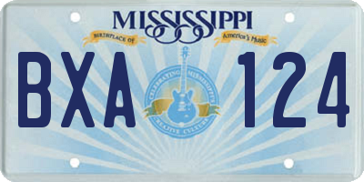 MS license plate BXA124