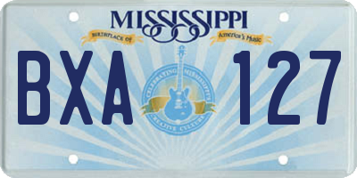 MS license plate BXA127