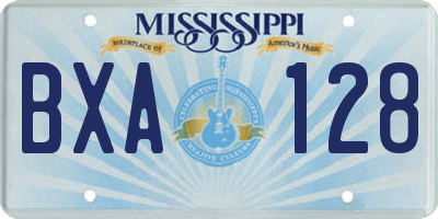MS license plate BXA128