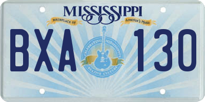MS license plate BXA130