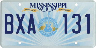 MS license plate BXA131
