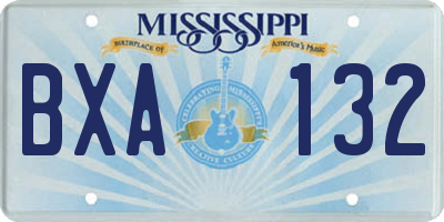 MS license plate BXA132