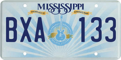MS license plate BXA133