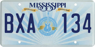 MS license plate BXA134