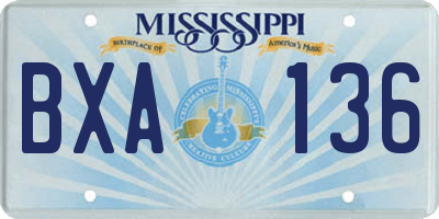 MS license plate BXA136