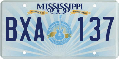 MS license plate BXA137