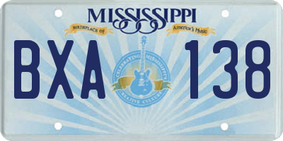 MS license plate BXA138