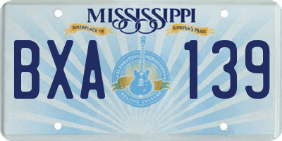 MS license plate BXA139