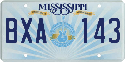 MS license plate BXA143