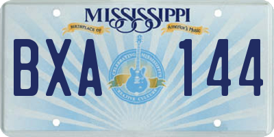 MS license plate BXA144