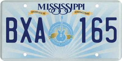 MS license plate BXA165