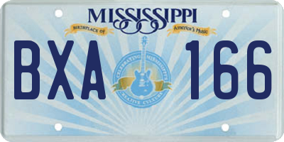 MS license plate BXA166