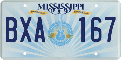 MS license plate BXA167