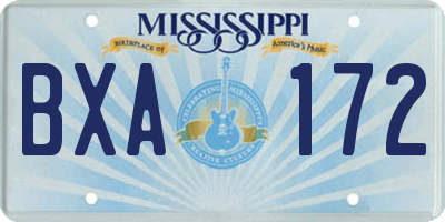 MS license plate BXA172
