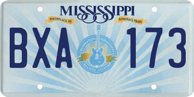 MS license plate BXA173