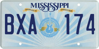 MS license plate BXA174