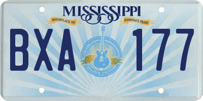MS license plate BXA177