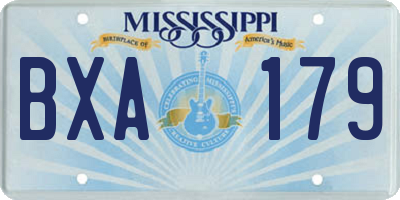 MS license plate BXA179
