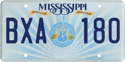 MS license plate BXA180
