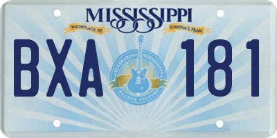 MS license plate BXA181