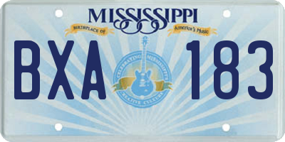 MS license plate BXA183