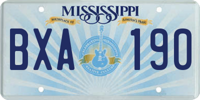 MS license plate BXA190