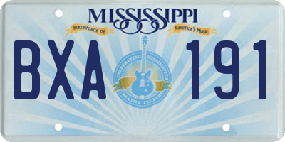MS license plate BXA191